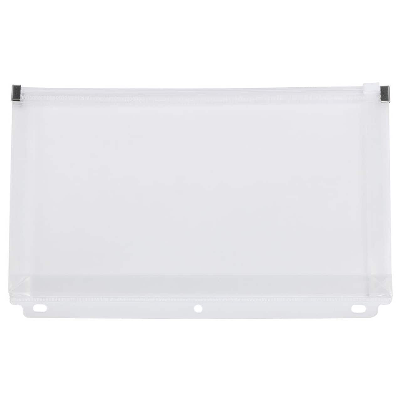 JAM Paper 6" x 9.5" Clear Plastic 3 Hole Punch Binder Zip Envelopes, 108ct.